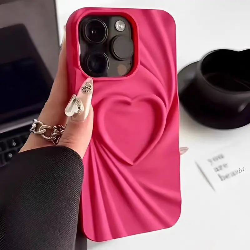Lovely Fashion Fold Heart Case For iPhone - Ideal Phone Accessories