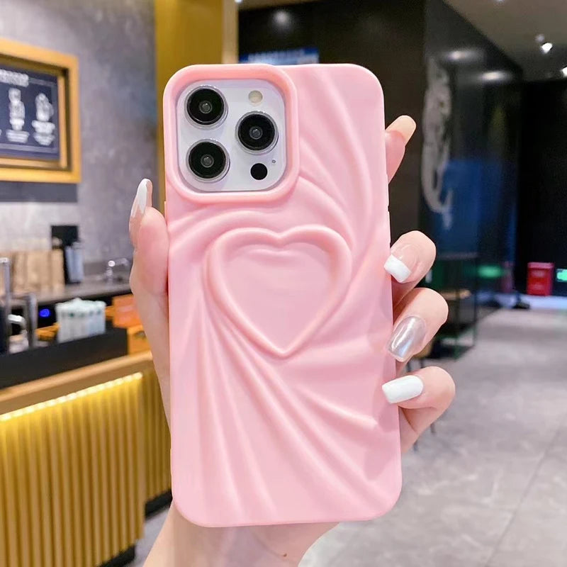 Lovely Fashion Fold Heart Case For iPhone - Ideal Phone Accessories