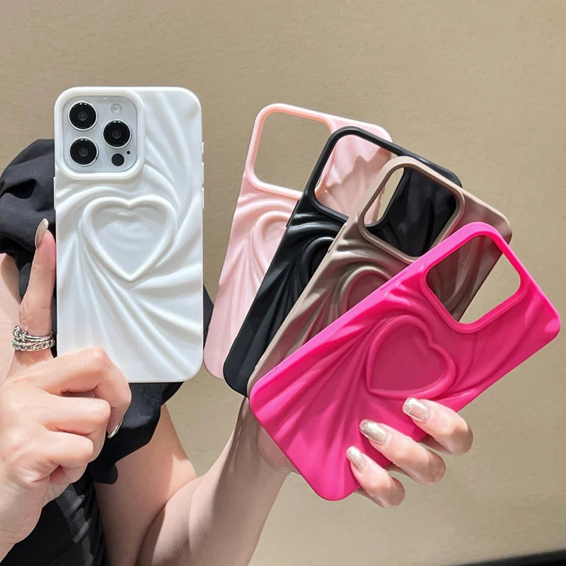 Lovely Fashion Fold Heart Case For iPhone - Ideal Phone Accessories