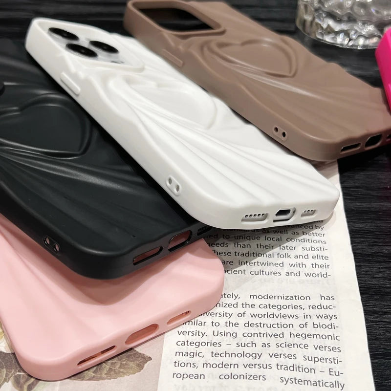 Lovely Fashion Fold Heart Case For iPhone - Ideal Phone Accessories